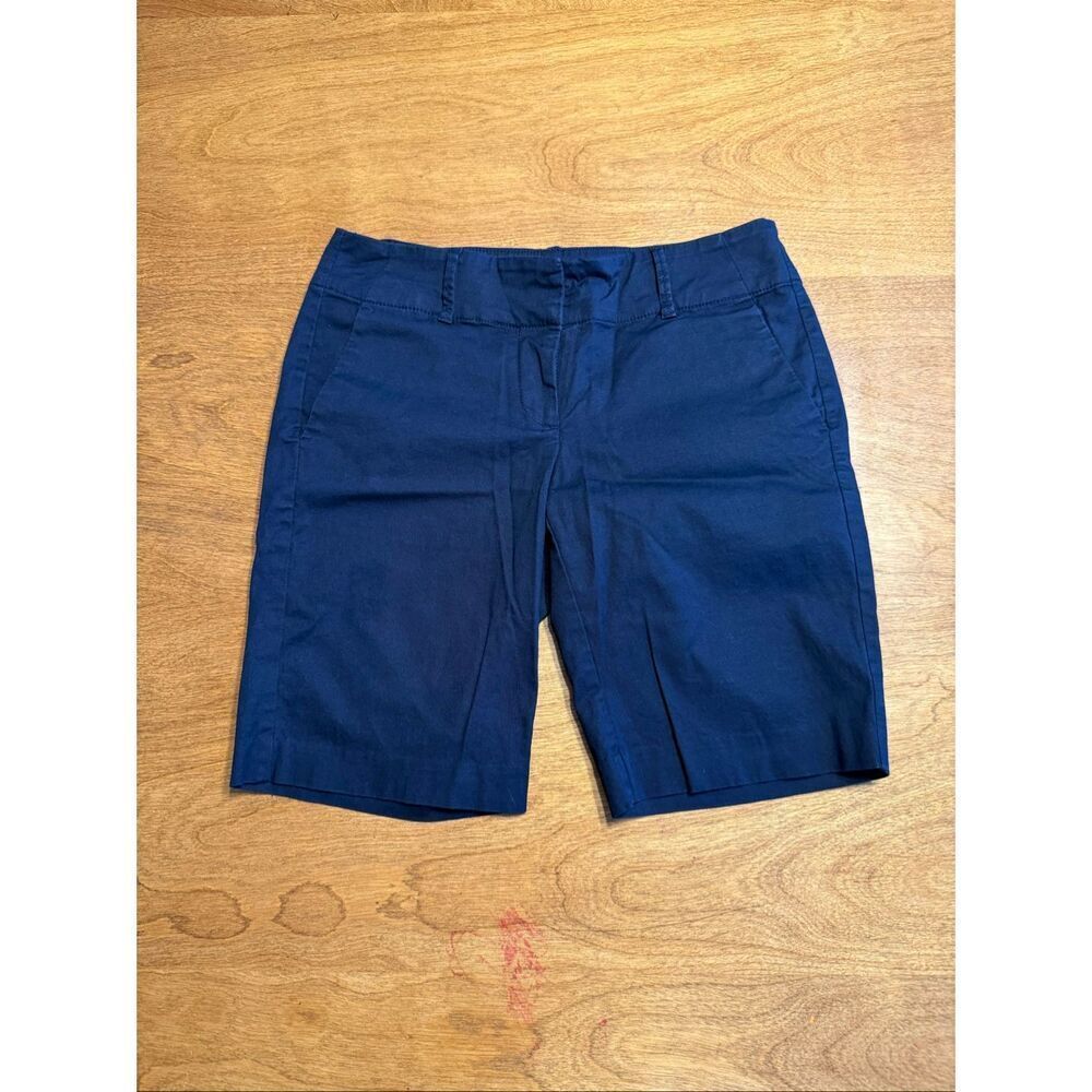 Ann Taylor Women's Boardwalk Cotton Preppy Bermuda Shorts Navy Blue Size 2P